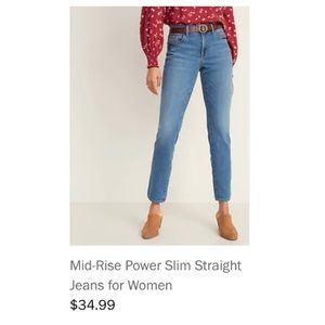 Old Navy Mid-Rise Power Slim Straight Jeans